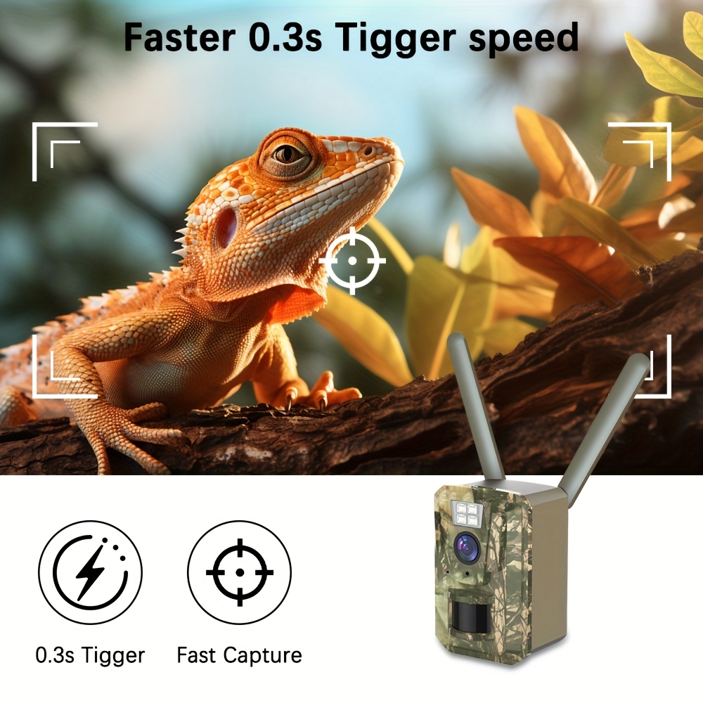 SZSINOCAM Solar 4G Wildlife Camera | Ultra HD Night Vision & 0.2s Trigger | Phone Access Anywhere | 24/7 Weather Resistant Monitoring