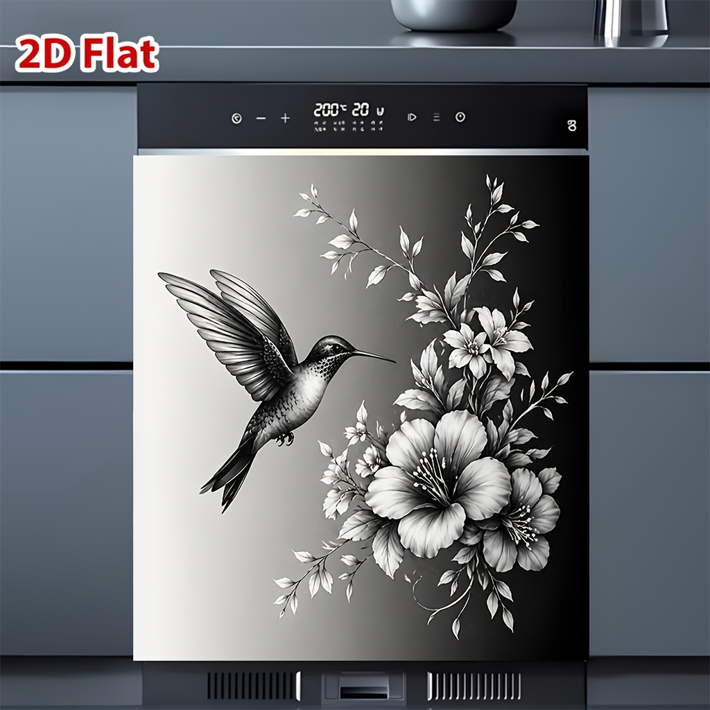 TEMU 1 pièce Housse magnétique pour porte de lave-vaisselle et réfrigérateur avec panneau floral - Magnétique adaptée pour lave-vaisselle/,