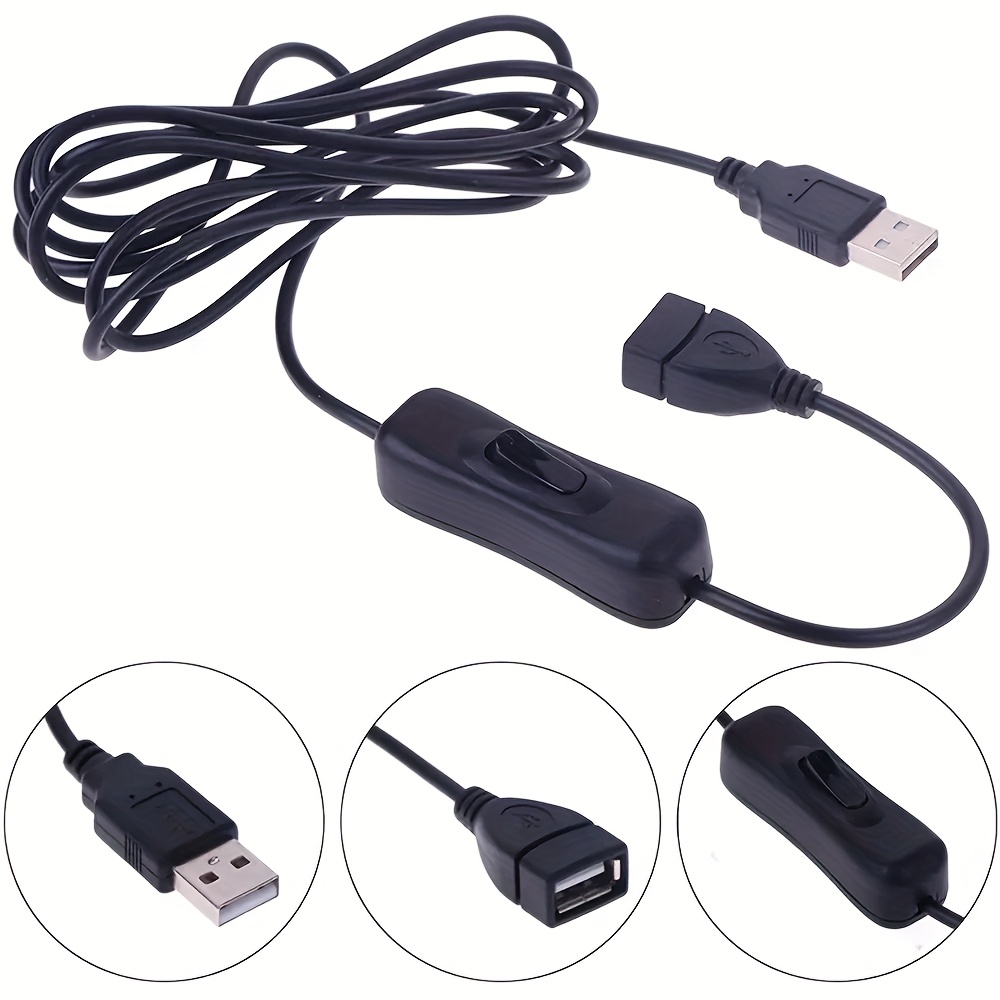 1 Stück USB-Schalter Verlängerungskabel mit Ein/Aus-Taste für LED-Streifen und USB-Geräte – Keine Datenübertragung möglich