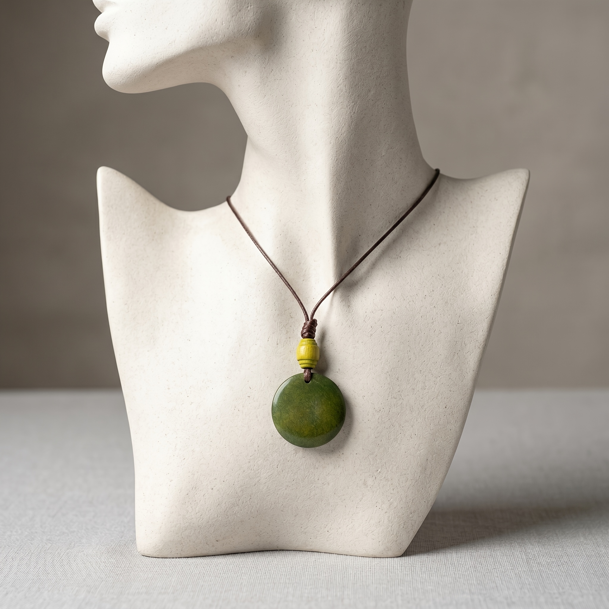 Bohemian Wood Spiral Necklace with Adjustable Wax Knot