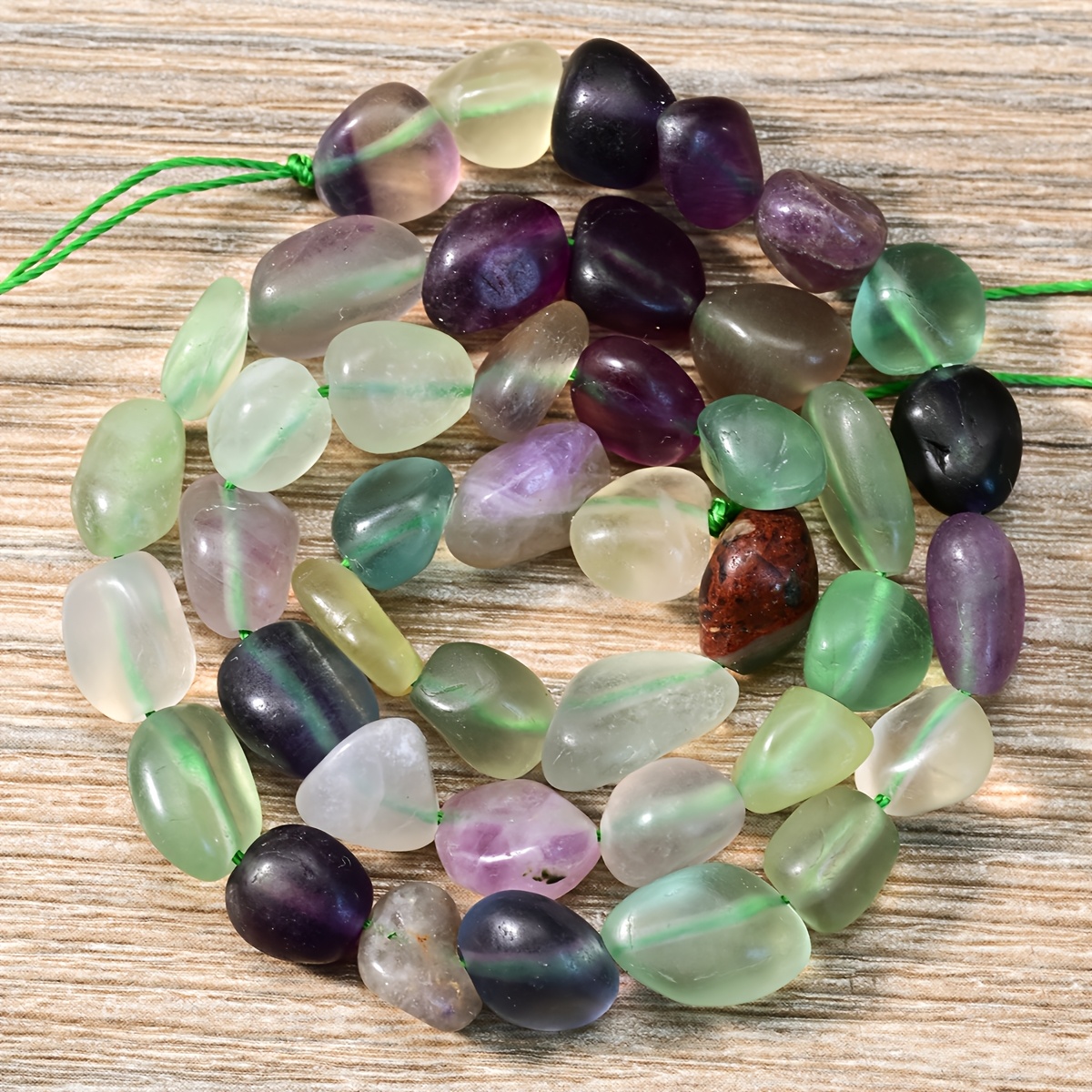 TEMU Perline Irregolari di Fluorite Naturale 6 X 8Mm con Superficie Opaca, Perline Naturale per Creazione di Gioielli, Collana, Bracciale, Orecchini,