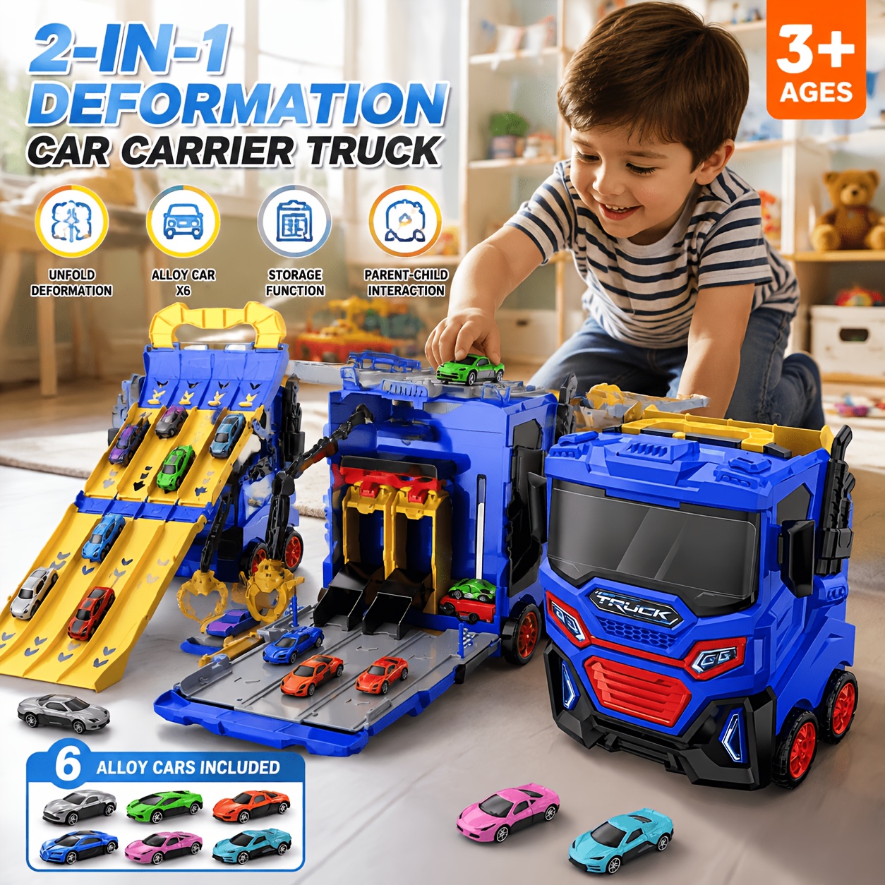 Transforming Launcher Truck Track Toy with Handbag Storage