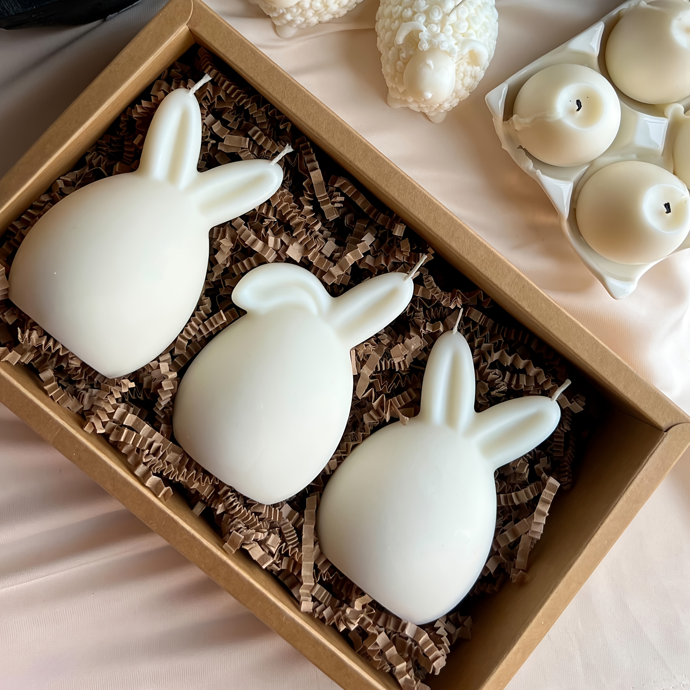 

2 moules en silicone pour lapin de Pâques, 3D pour savon, artisanat en résine et bougies parfumées à l'œuf, décoration irrégulière pour et pour