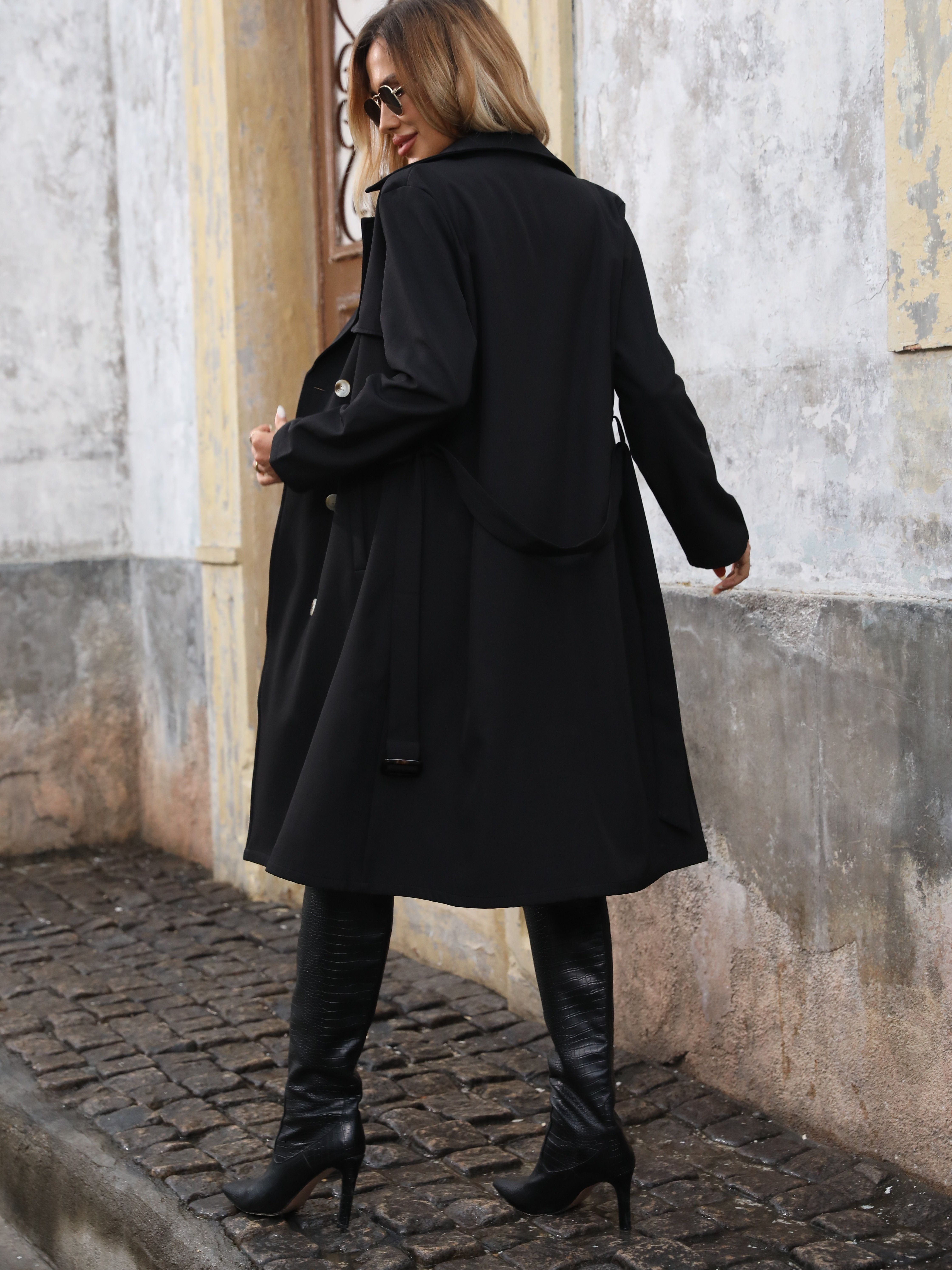 manteau pluie double breasted élégant mode française Temu Luxembourg