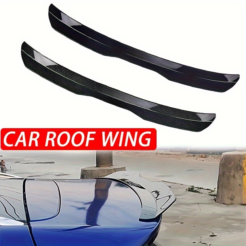 

1pcs Car Rear Spoiler Tail Wing Top Rear Roof Spoiler Black Carbon Fiber Abs Plastic Trim Strip Car Accessories