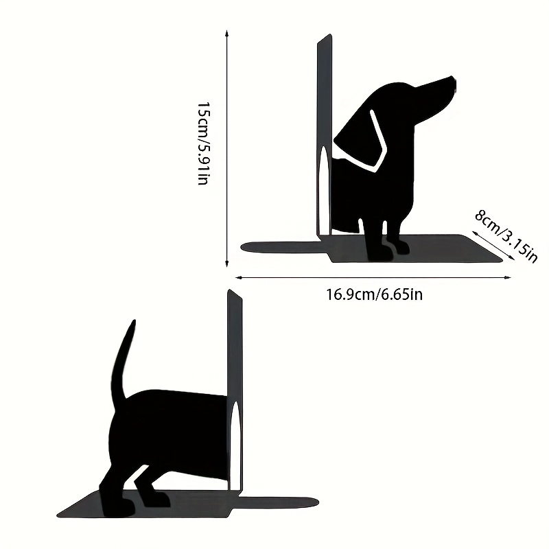Image of /2pcs - Adorable Dachshund Iron Bookend Decoration, Dog Bookends - For Office Or Home Bookshelves - Durable Home And Office Decor - Unique Gift For Readers