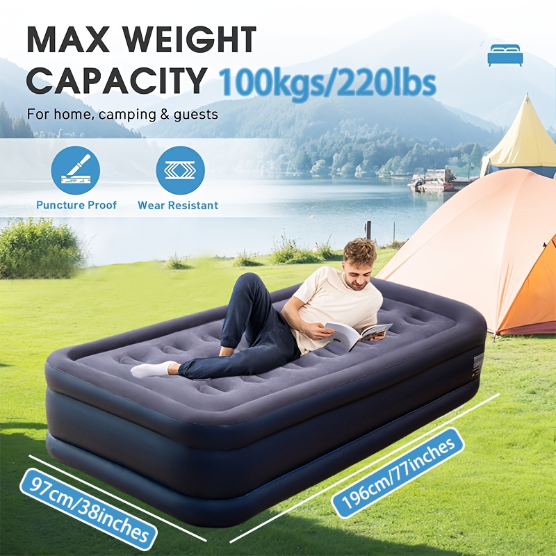 Extra Thick Portable Air Mattress with Mini Pump *able Inflatable Bed  for Camping, Home Use Travel Double Height, Adjustable Non-Slip Bottom  - Main Image