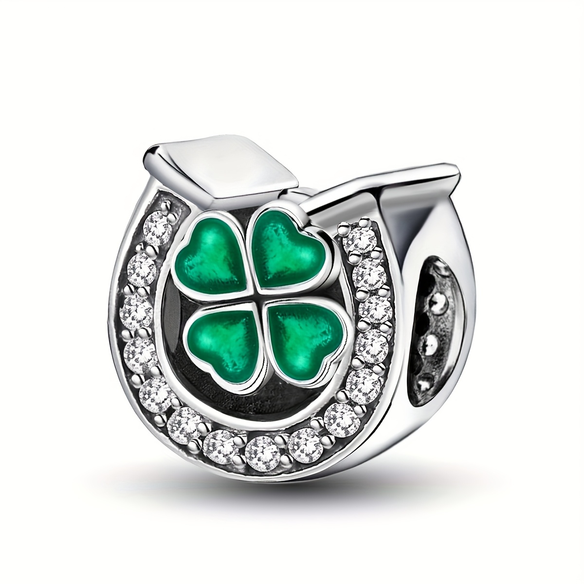 Image of 1pc 925 Silver-plated Green Leaf Charm Pendant, Fit Bracelet Bangle Necklace, Jewelry Making Birthday Gift Mother's Day Gift For Women