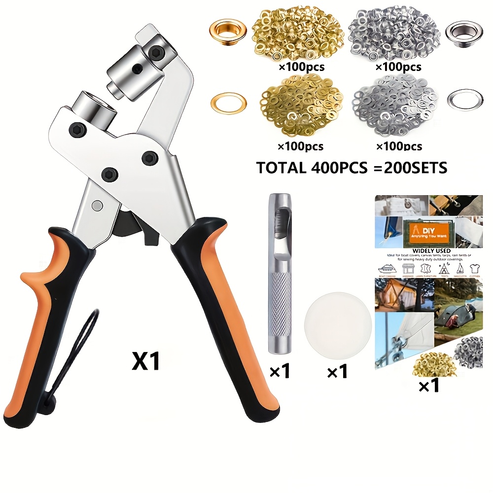 TEMU Kit Completo di Strumenti per Creazione Gioielli con Occhielli da 3/8in (10mm) e Punzone, Kit per Anelli e Grommetti Impermeabile per Progetti