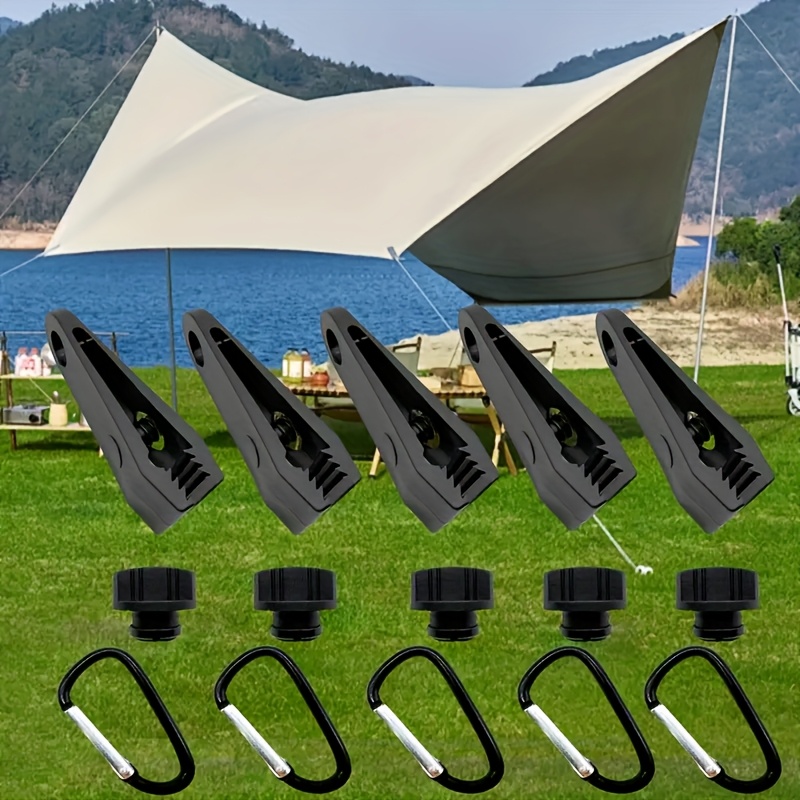 10pcs Heavy-duty Tent Clips And Carabiners Set | Windproof, Durable High-strength Abs Outdoor Camping Gear For Securing Sunshades And Covers, Reinforcement Of Rain Shelters