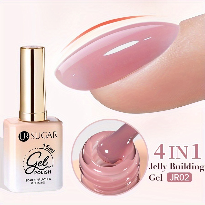 Image of Ur Sugar 15ml Jelly Building Gel For Art Soak Off Led Gel Nail Varnishes, 4-in-1 : Colored/base+ Nail Construction+ Strengthening, Quick- Led/