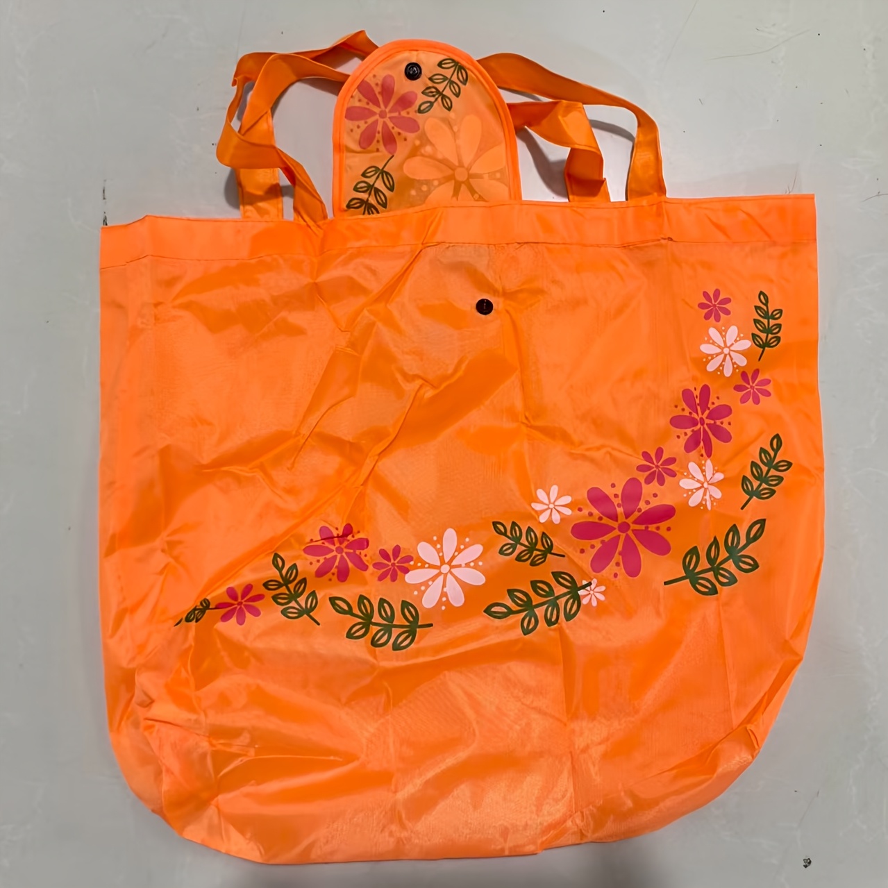 TEMU 1pc Foldable Oxford Cloth Shopping Bag With Floral Print - Durable, Lightweight & Portable For Groceries, Travel, And Everyday Use, Grocery Bag,