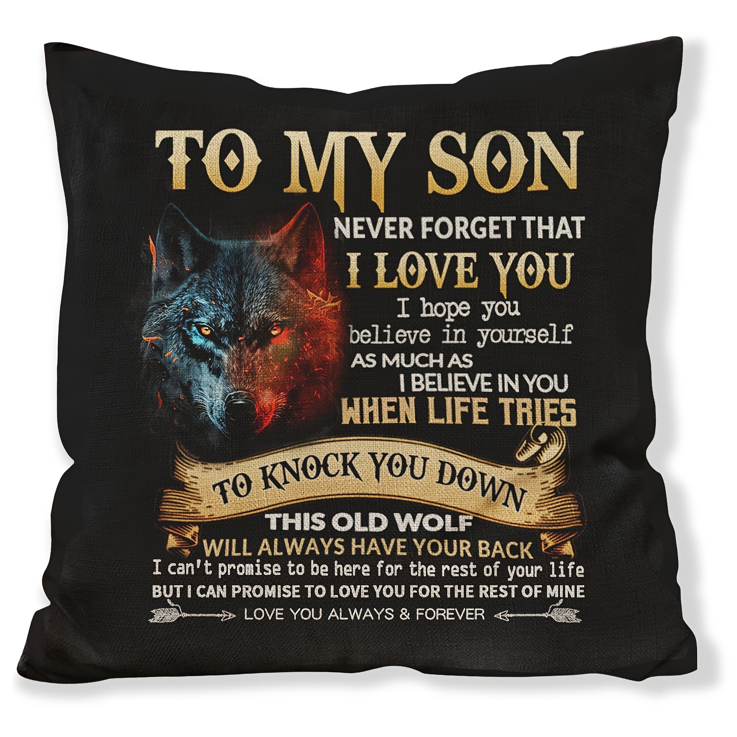 TEMU 1pc To My Son Short Plush Pillow Cover 35.3x35.3cm, 40.64x40.64cm, 45.72x45.72cm - Christmas Birthday Thanksgiving Gift From Mom And Dad - Zip Closure Hand Wash (insert Not Included)