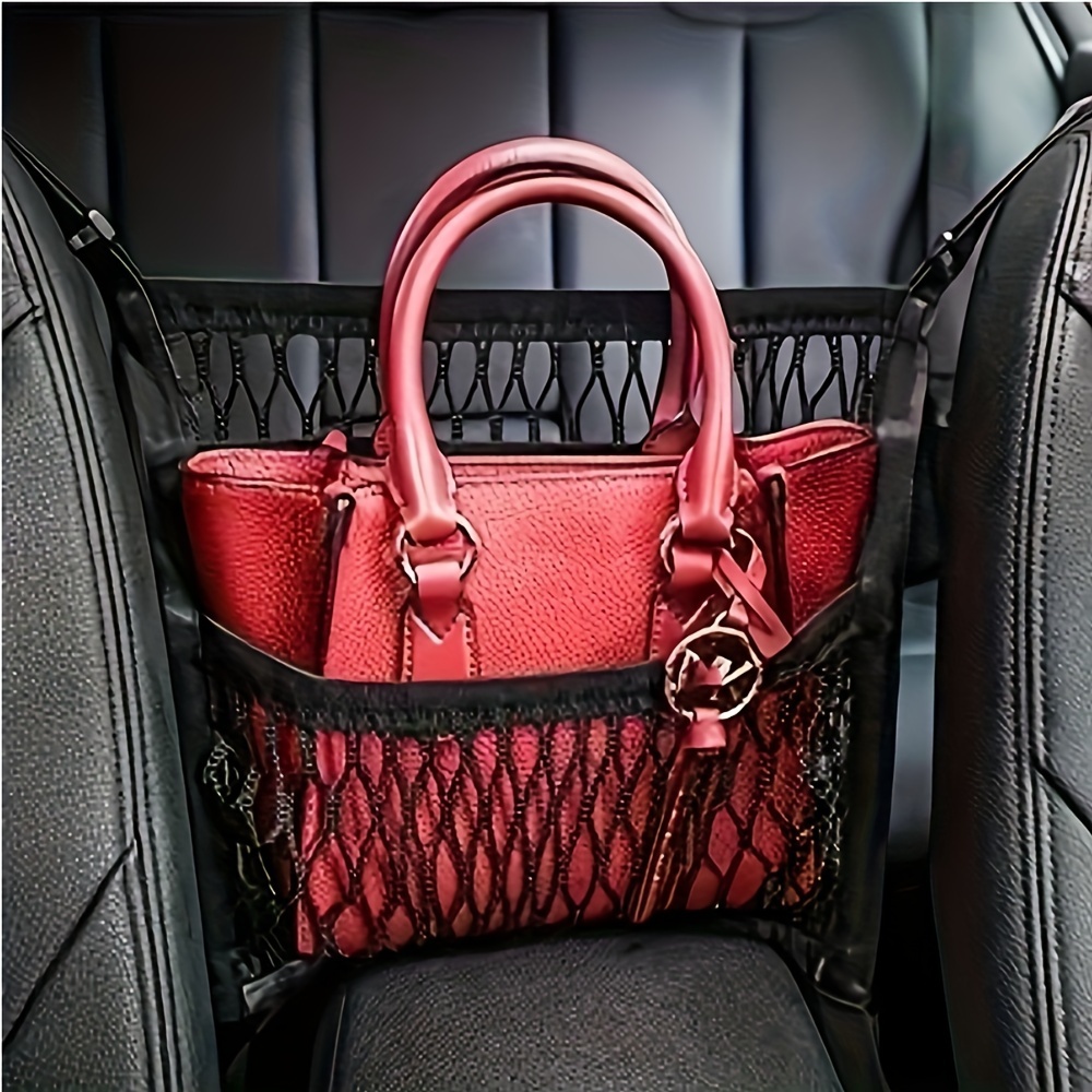 

Car Accessories, Car Storage Organizer Between Front Seats, Car Purse Holder, Handbag Holder Of 3-layer Mesh Net Pocket Bag, Back Seat Pet Dog Barrier