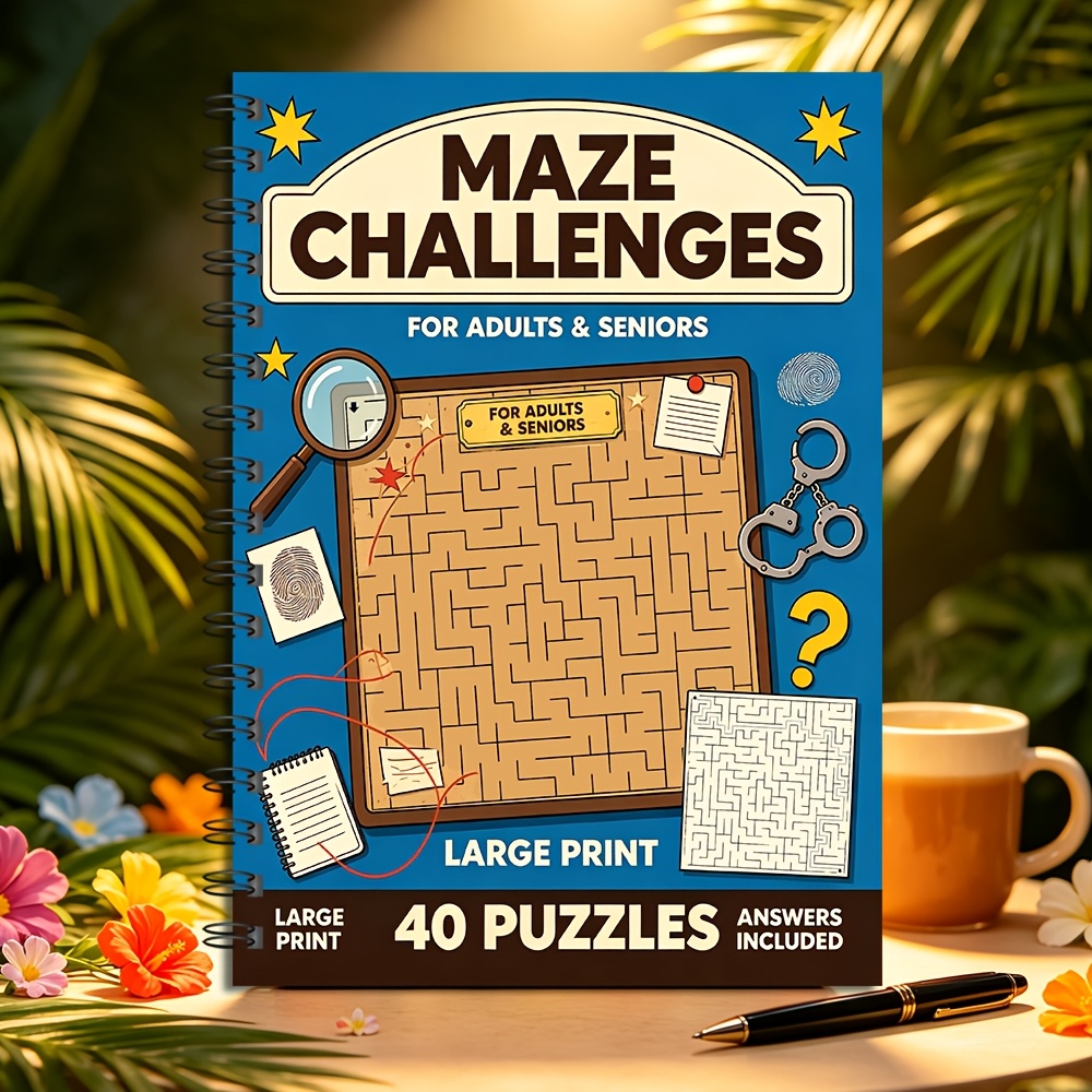 Maze Challenges Book, Large Print, Fun Mazes