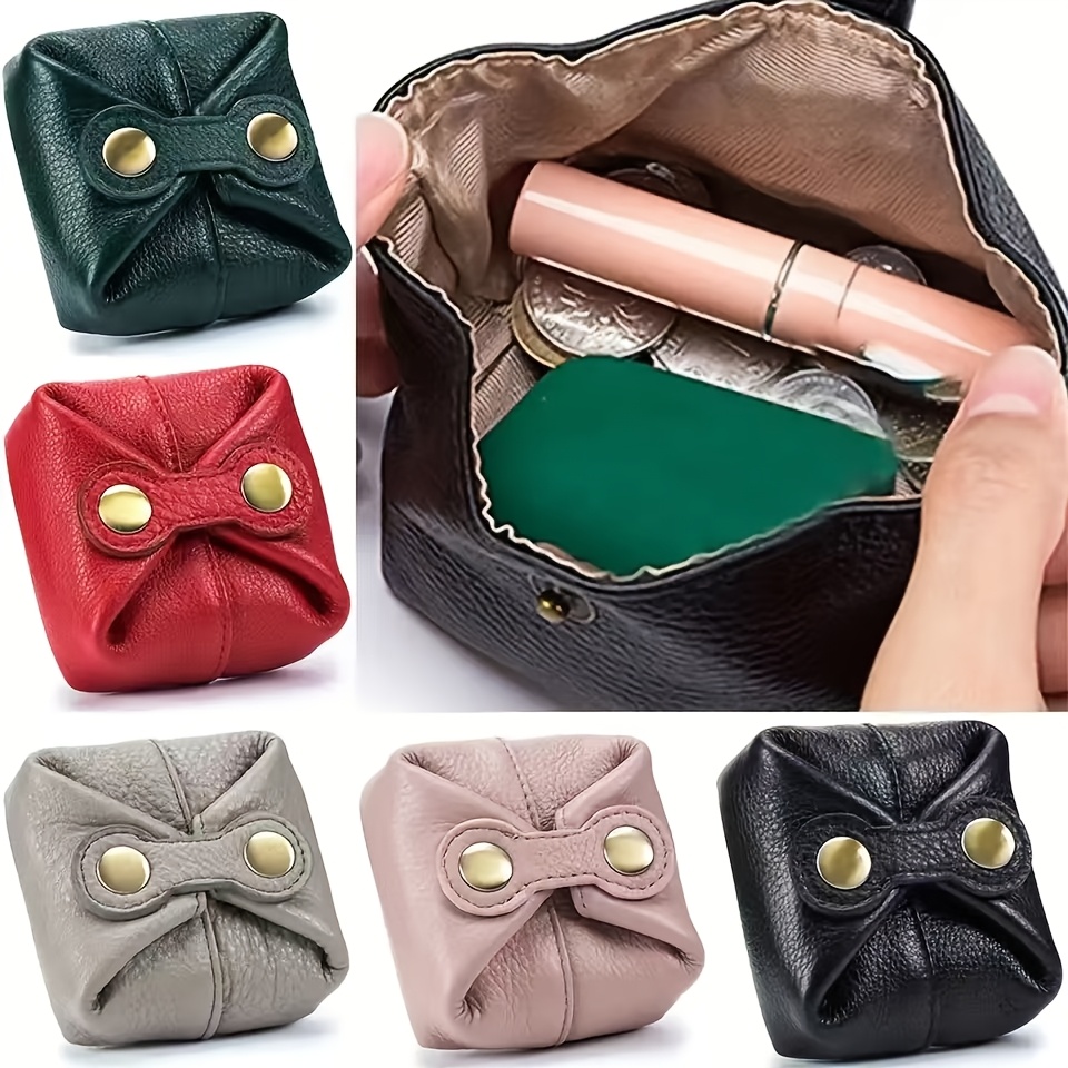 

Obcreator Vintage Style Real Leather Cosmetic Bag, Cute Mini Makeup Pouch With Earphone Keys, Fashion Lipstick Organizer Case, Small Coin Purse For Travel