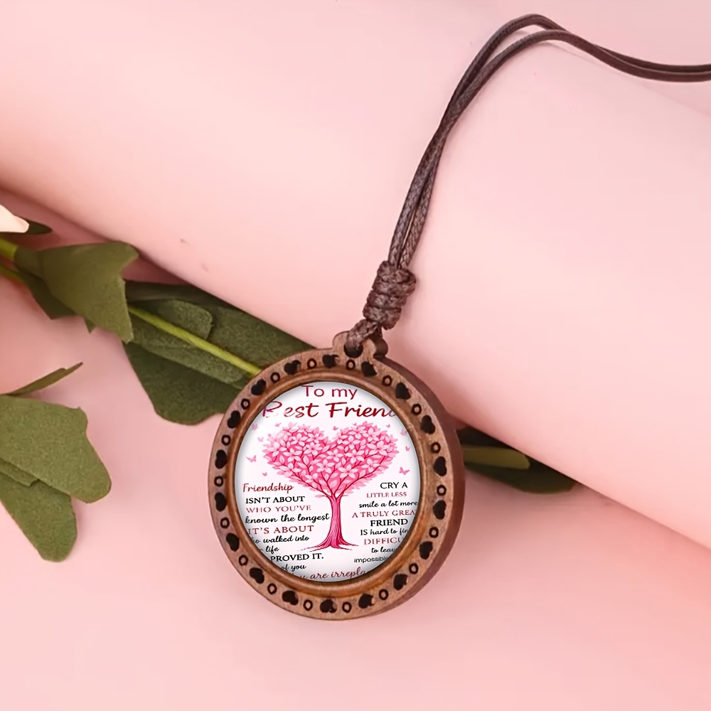 Everlasting Friendship Heart Wooden Necklace, Cute Accessory
