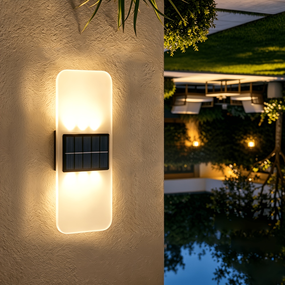 TEMU Led Solar Acrylic Wall Lights, Modern- Lights (cool White And Warm White), Fence Lights, Automatic Wall Wash Lights, Exterior Wall Lights