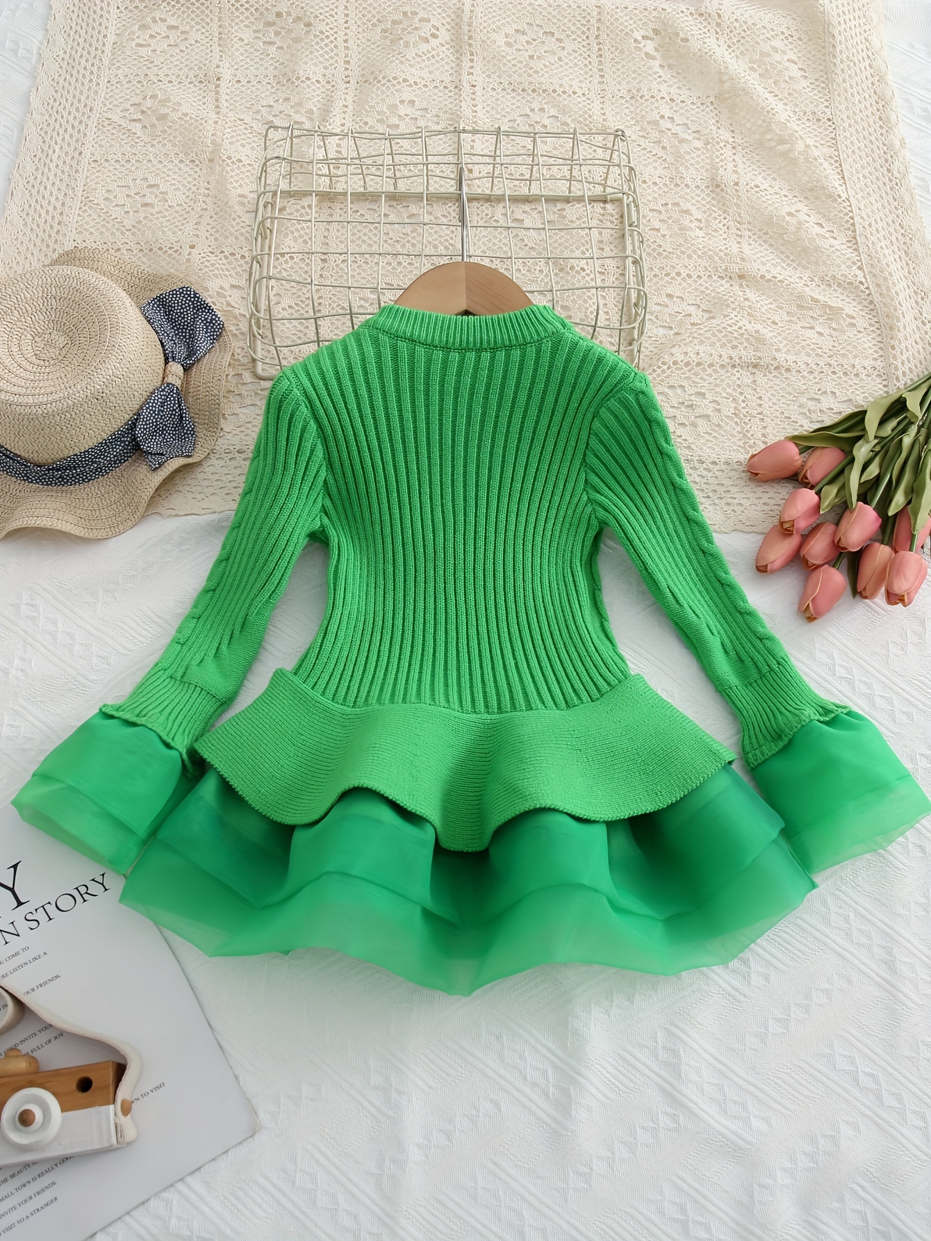 green emerald velvet dress Girls Weekend Sweater Dress In Hunter Green main image 1