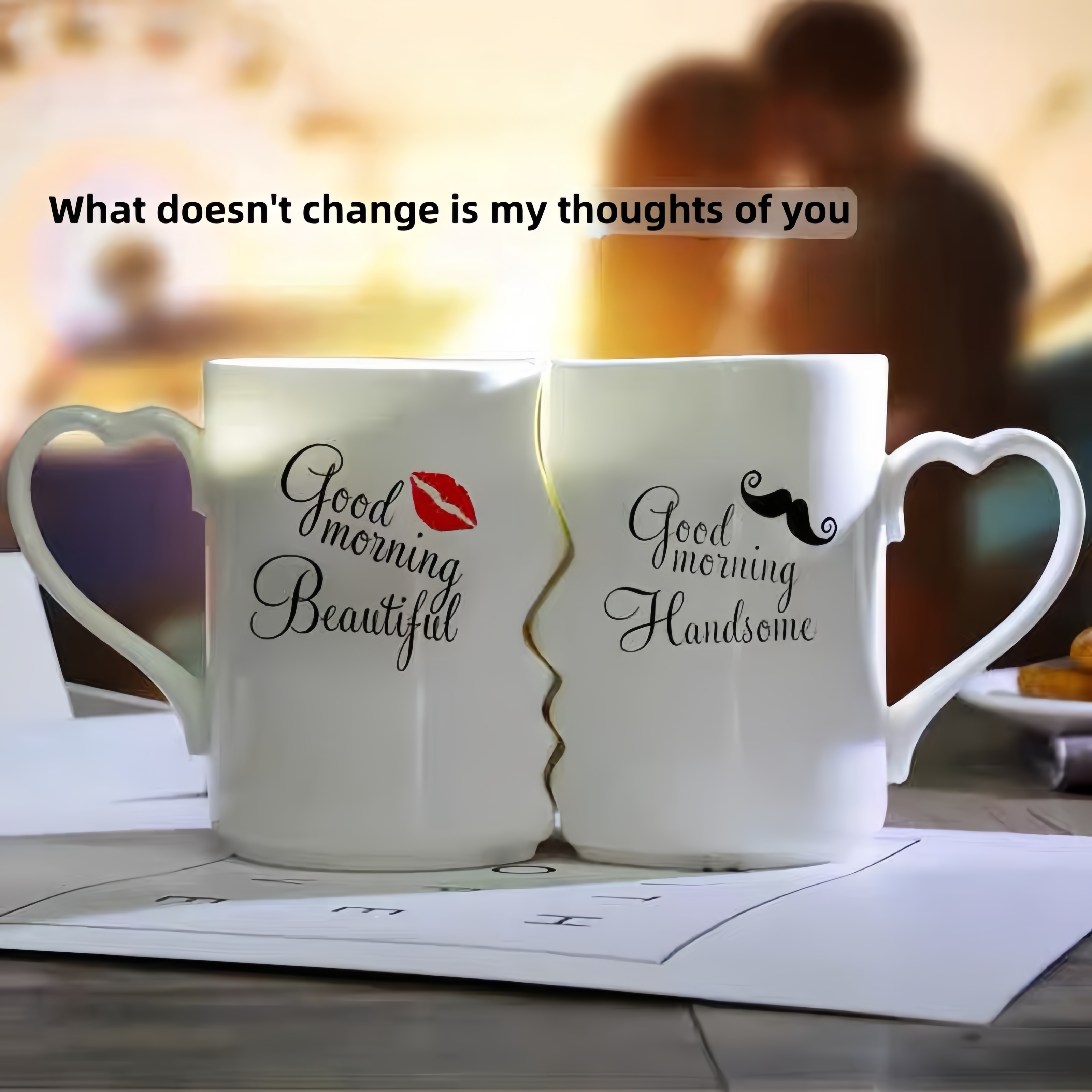 

2pcs, Ceramic Mug, Creative Couple Mug, , Mug, Drinking , Anniversary & Wedding Gift, Valentine's Day, Birthday, Engagement 360ml/12.1oz