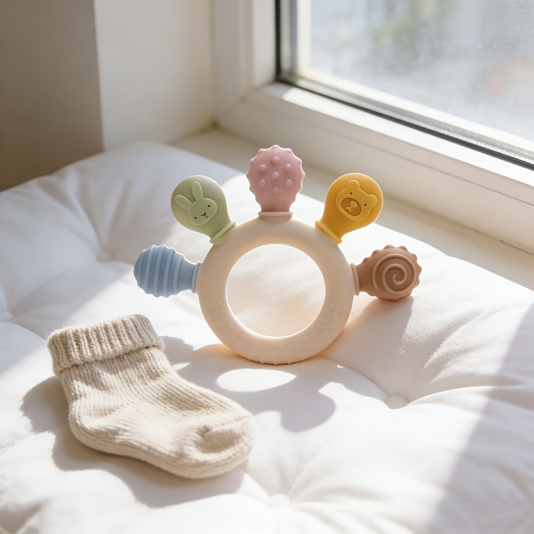 TEMU Baby Teething Toy For Babies Months, Food Grade Multi-texture Teether, Easy To Sensory Chew Toy For Infants, Bpa Free, For Newborn Boys Girls