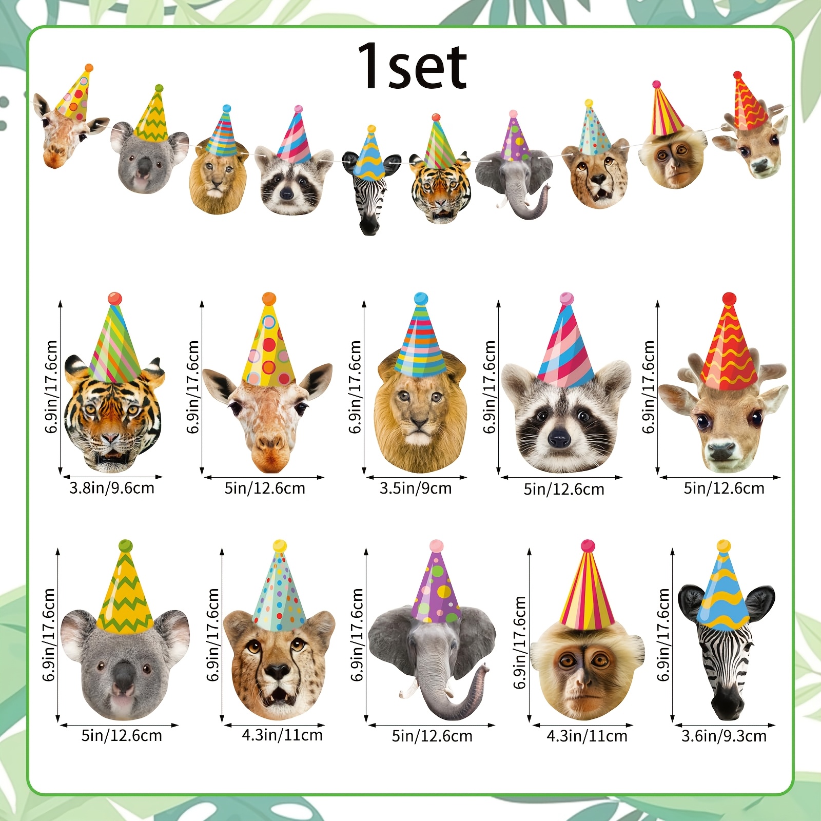 TEMU 1 Set Paper Hooqict Zoo Animals Happy Birthday Banner, Animal Birthday Party Decorations, Banner Pull-out Garland, Jungle Birthday Decor, Party