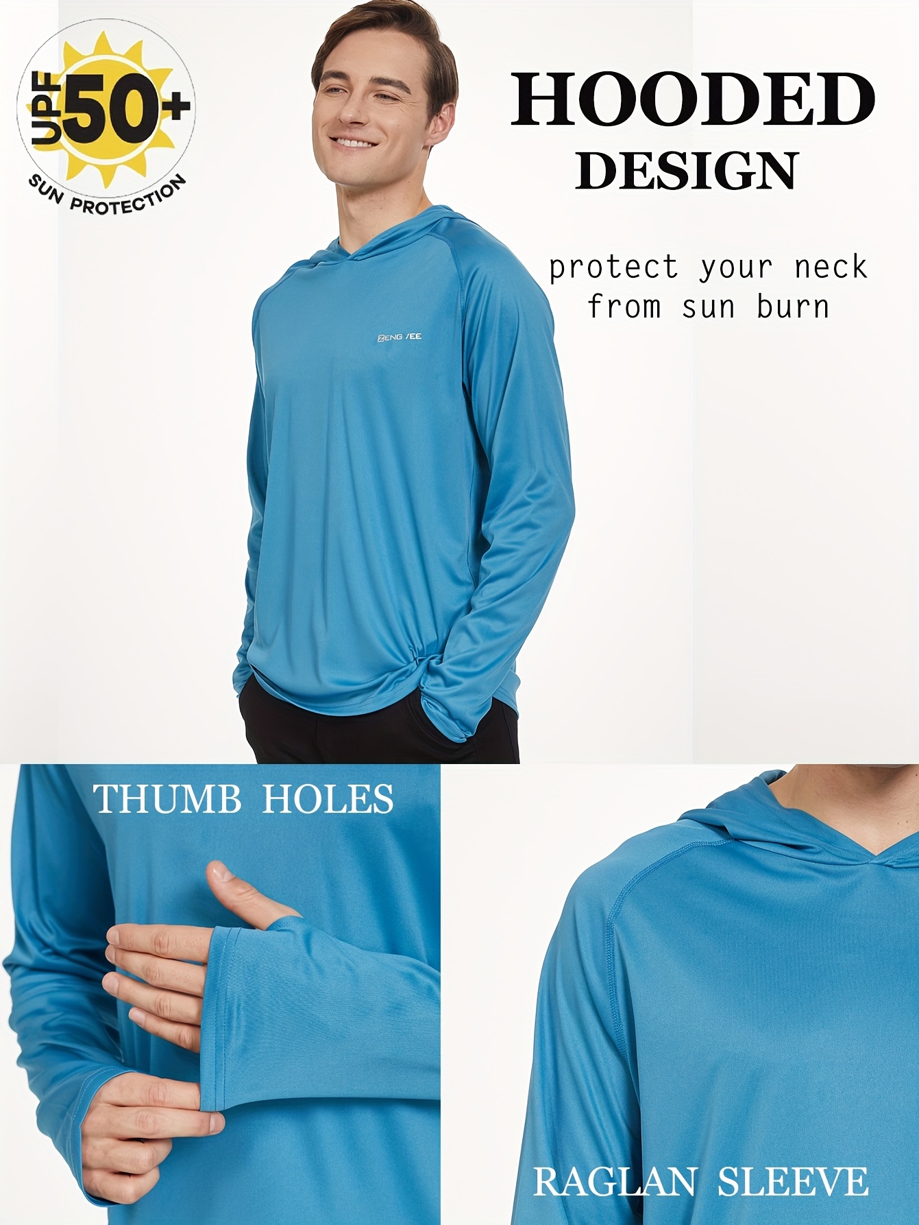 Men's Upf 50+ Sun Protection Hoodie Long Sleeve Comfy Quick - Temu