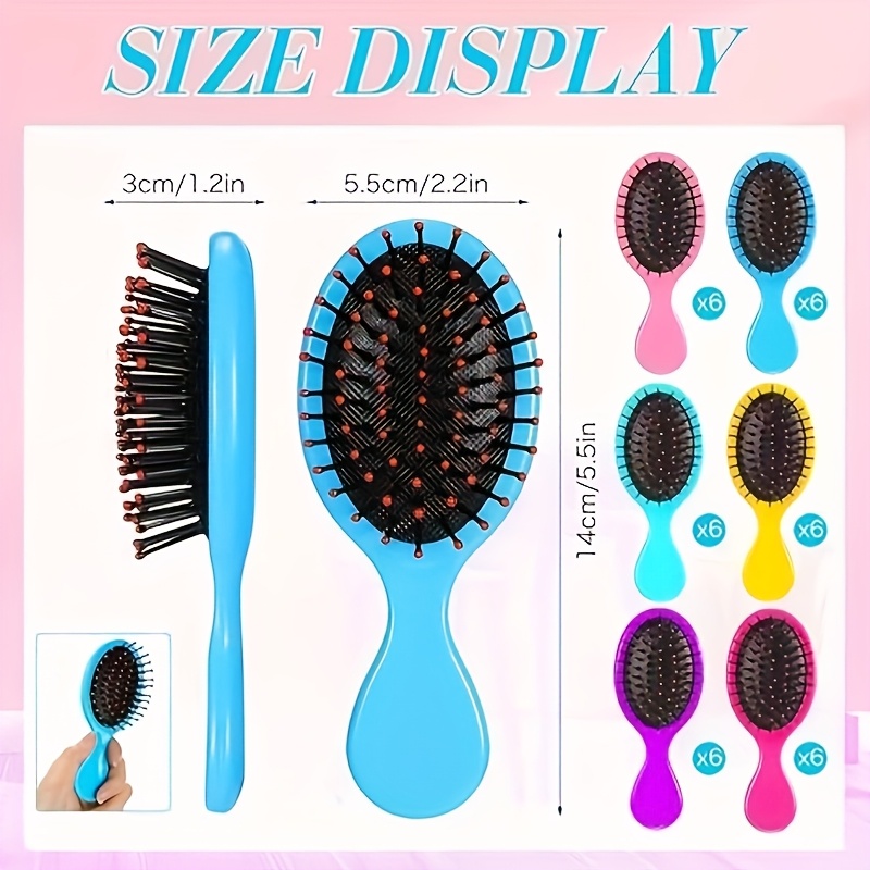 36 packs mini detangling hairbrush squirt detangler combs toddler soft bristle travel hairbrush women girl multi color