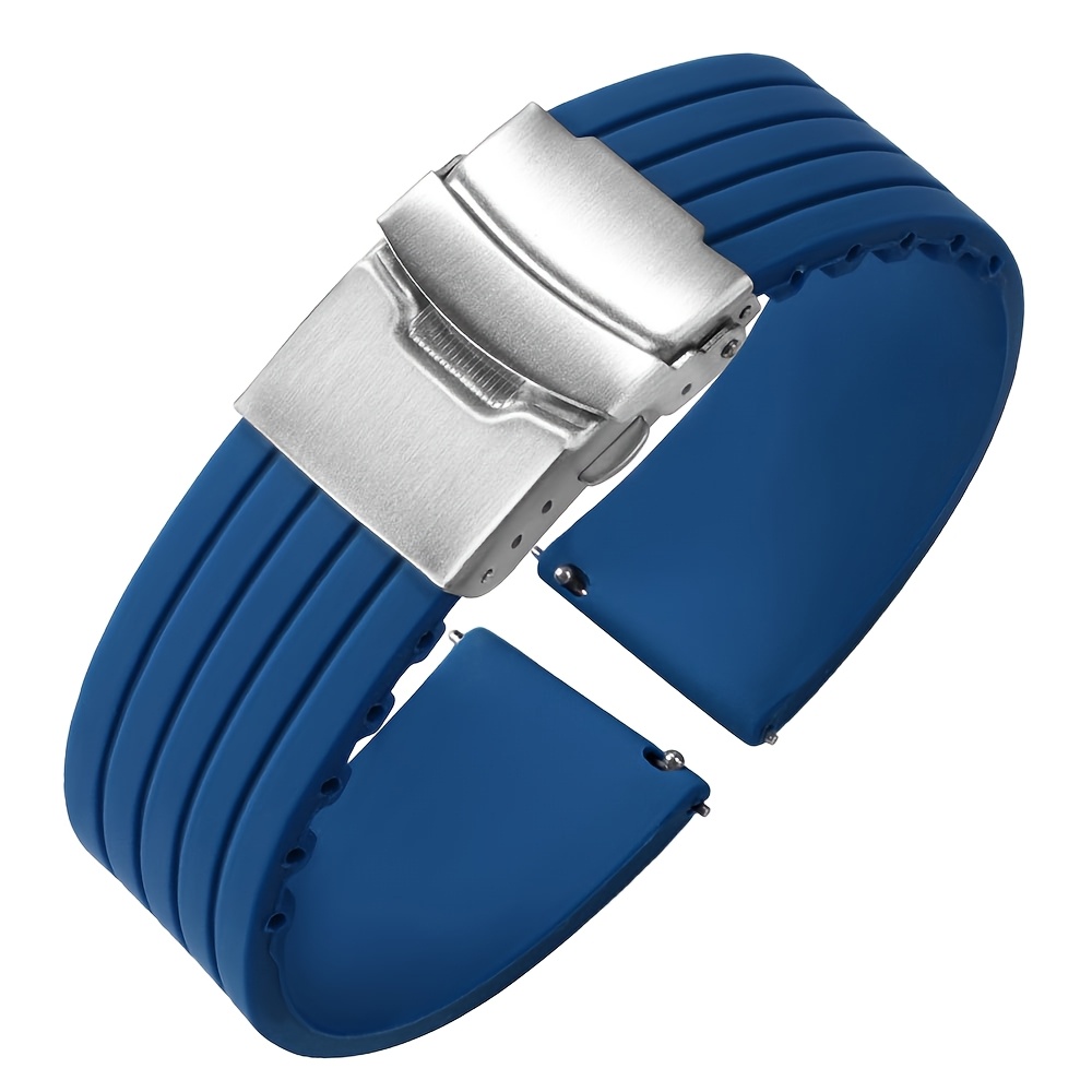hajmgumc quick release silicone sport watch band 20mm 22mm dual locking foldable   fits samsung active 43mm 47mm   rubber strap in multiple colors