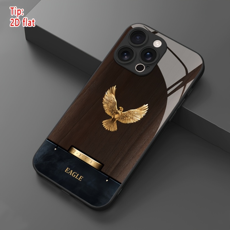 TEMU Phone Case: 1 Grain Winged Eagle Pattern Hd Glass Phone Case For Iphone
