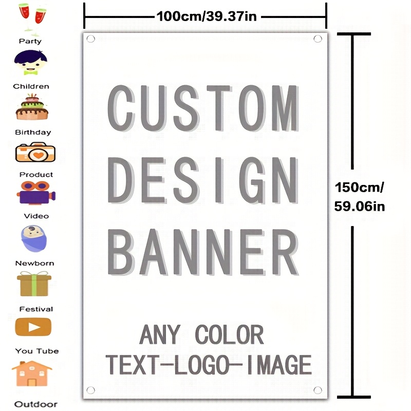 TEMU 1 Custom Vertical Flag - Personalized With Characters/logo/picture/pet Banner, Multiple Sizes , Suitable For Events, Business, Birthday