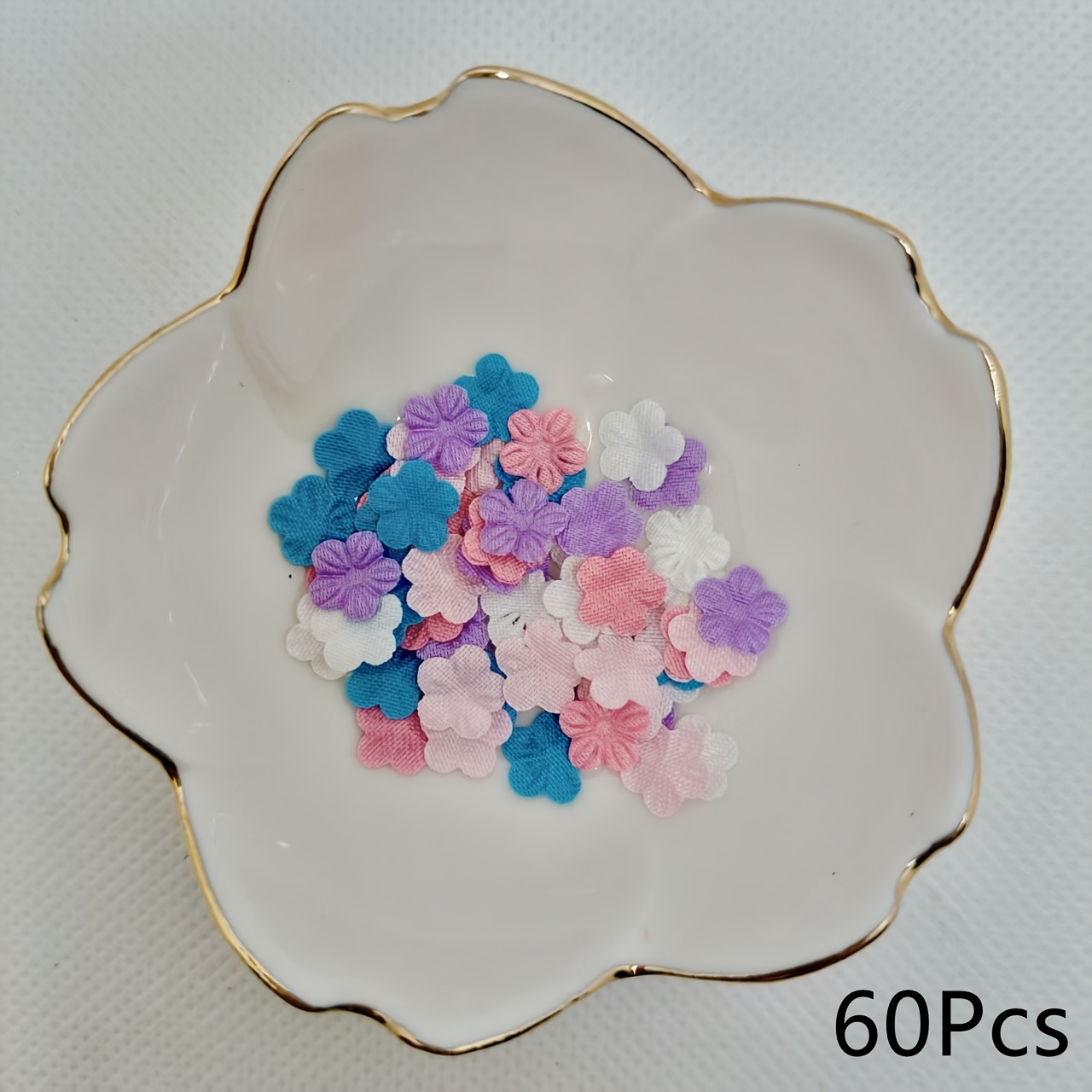 Image of 60pcs 0.8cm/0.32 Inch Small Satin Fabric Flowers, 11 Colors, Sewn Flowers, Mini Floral Decorations, Suitable For Dresses
