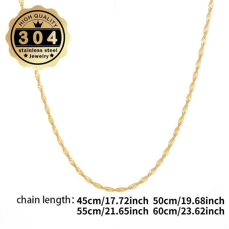 304 Stainless Steel Water Ripple Chain Necklace for Women