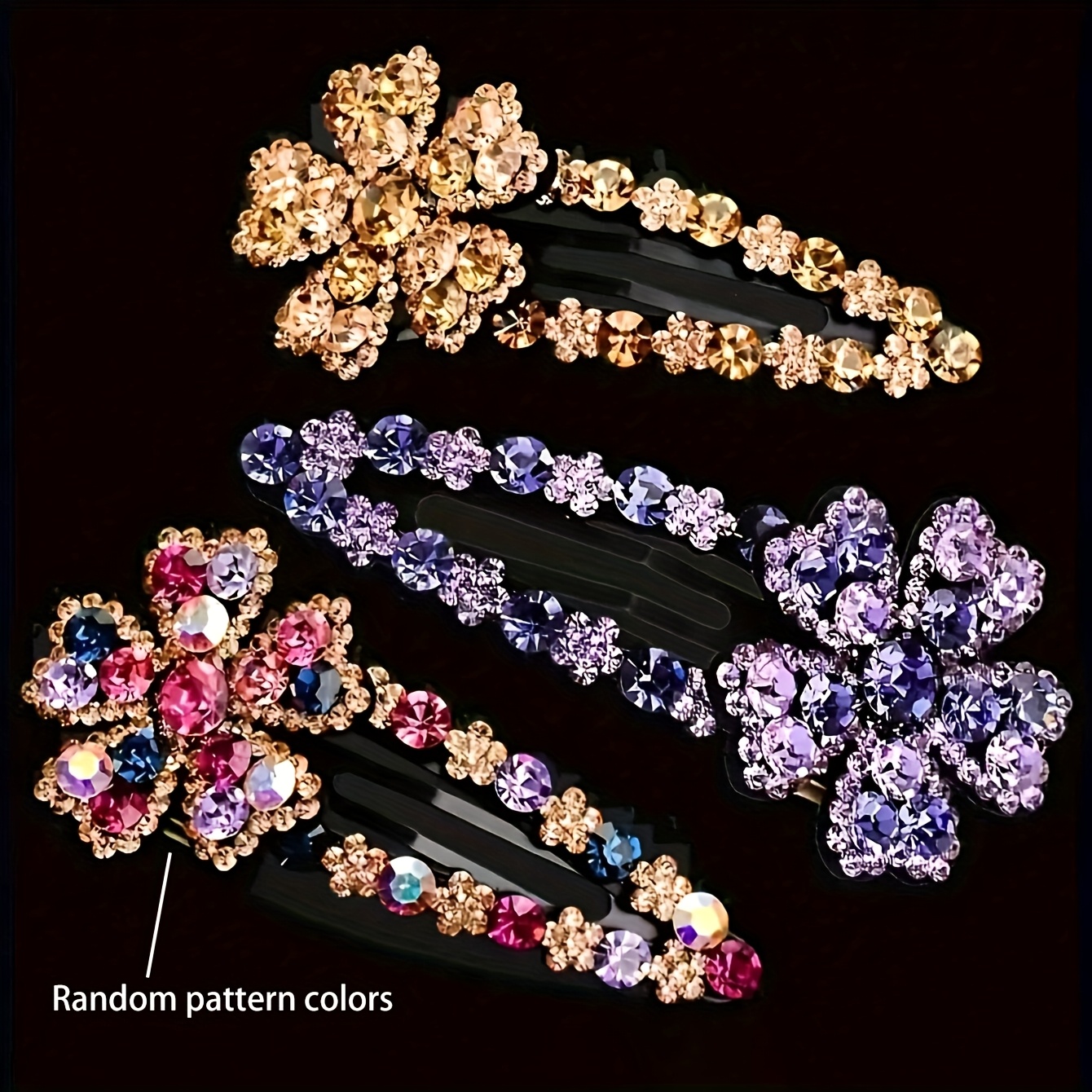 TEMU Pack Of 3, New Cute Flashing, Flower Hairpin - Resin Material, Flashing, Flower Hair Accessories, Fashionable Hairpin, Suitable For Women And