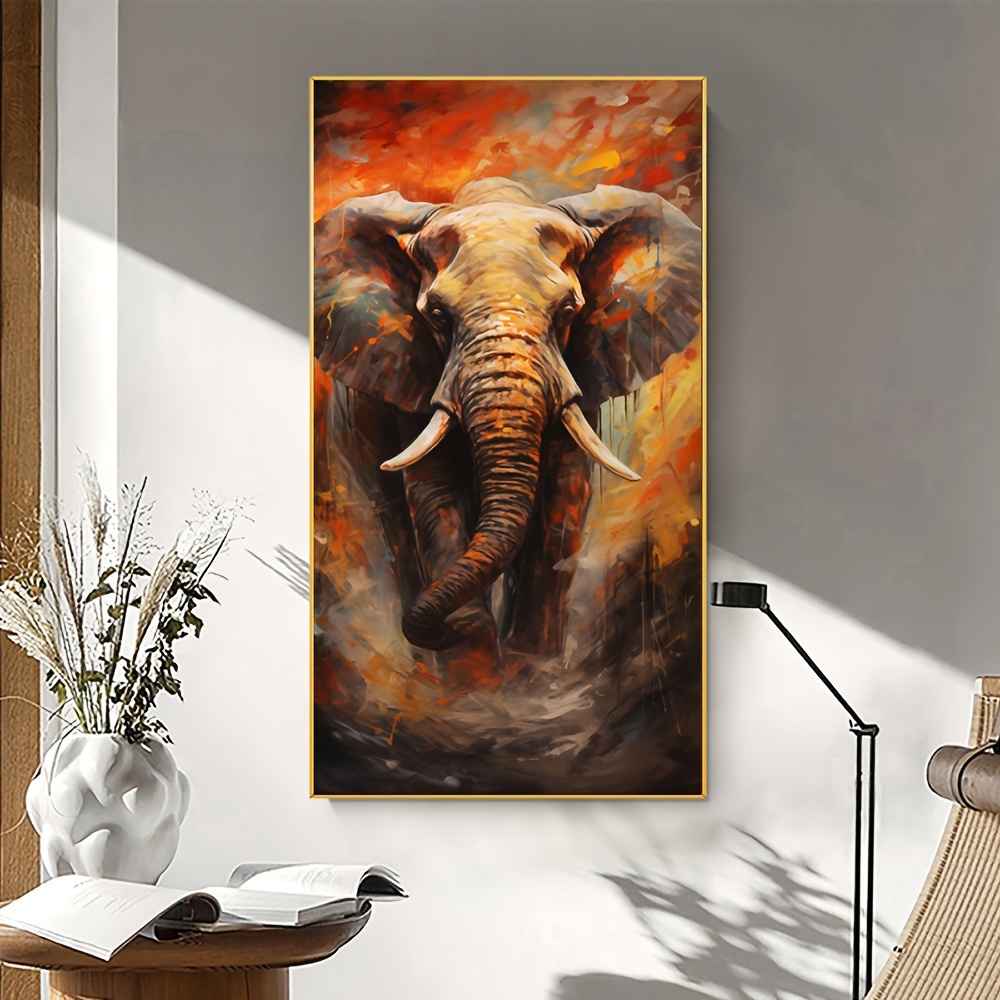 

1pc Abstract Elephant Canvas Wall Art, Modern Colorful Animal Pictures Print On Canvas, Wildlife Artwork For Bedroom Living Room, No Frame