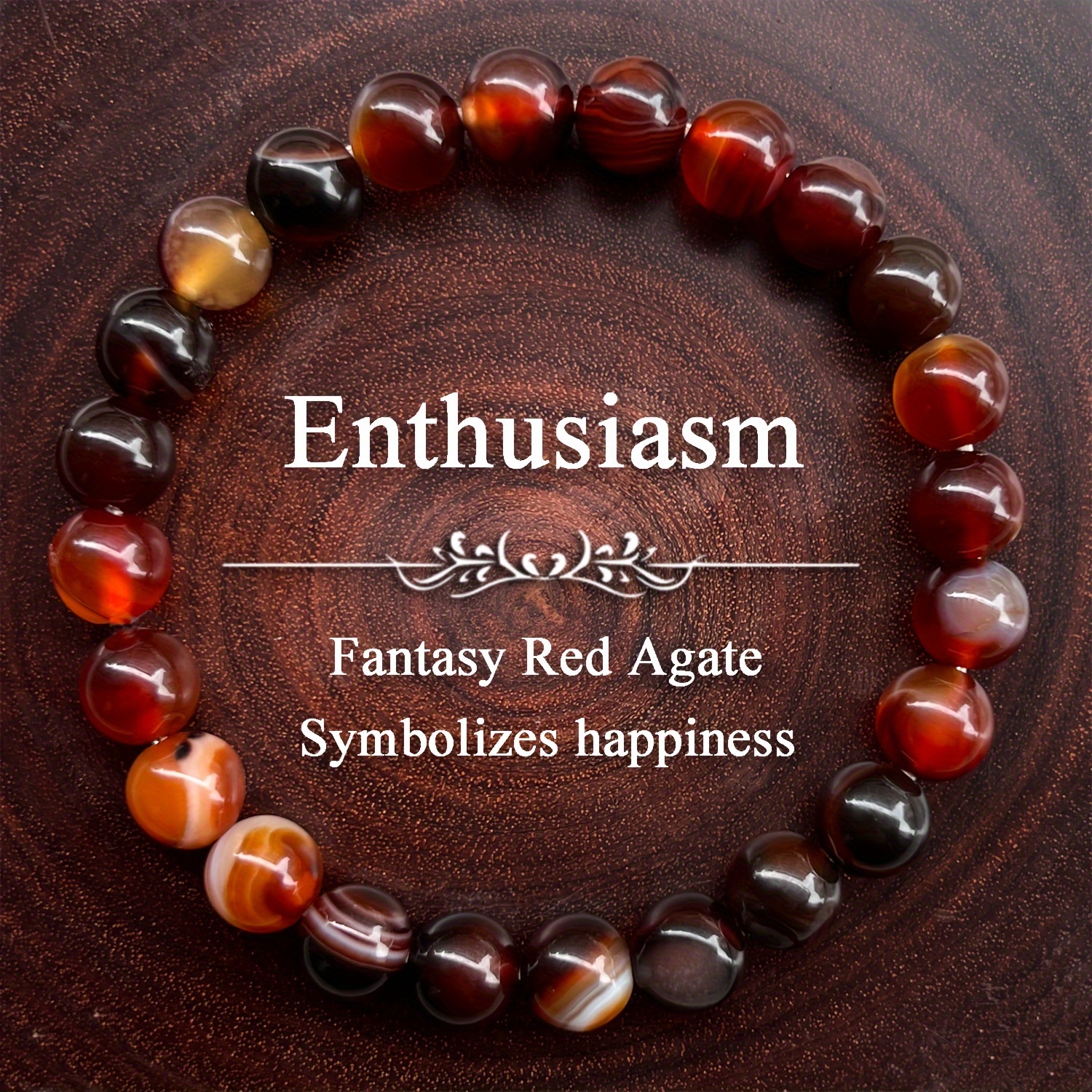 

Bohemian-inspired Red Agate Bracelet - Vintage Style, Beaded Design, Casual Attire & Gifting, Symbolizes And , Bohemian Jewelry