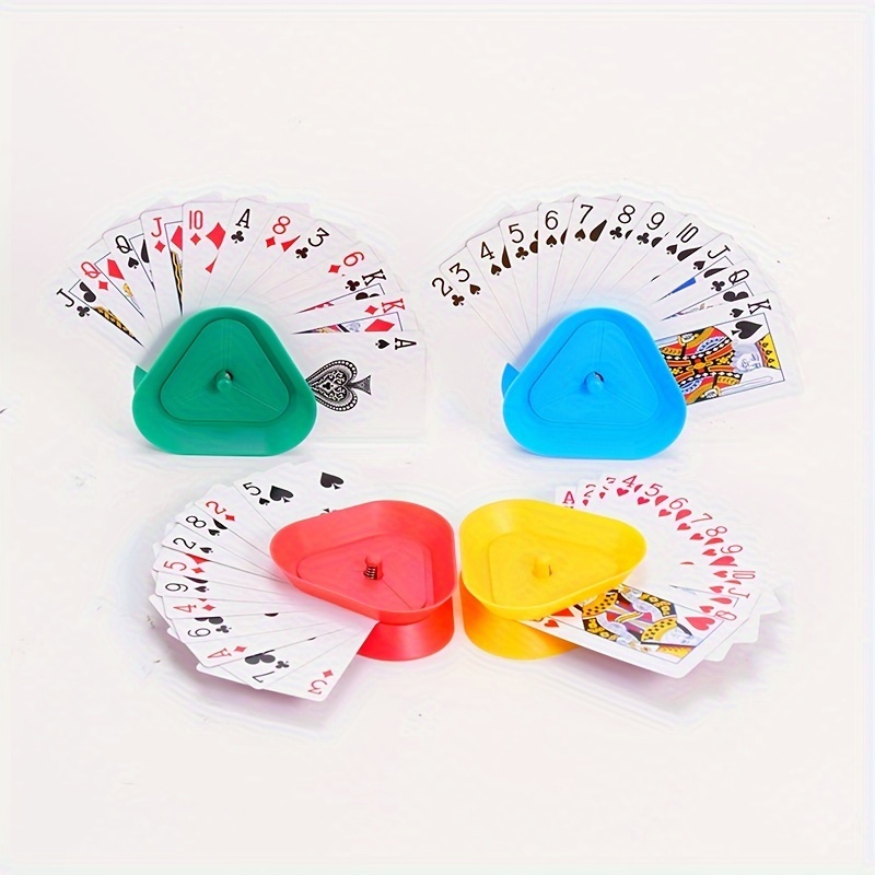 

4pcs Triangular Plastic Card Holders, Suitable For Board Games, Poker Tables, Perfect For Playing Canasta, Poker Parties, And Family Card Game Nights