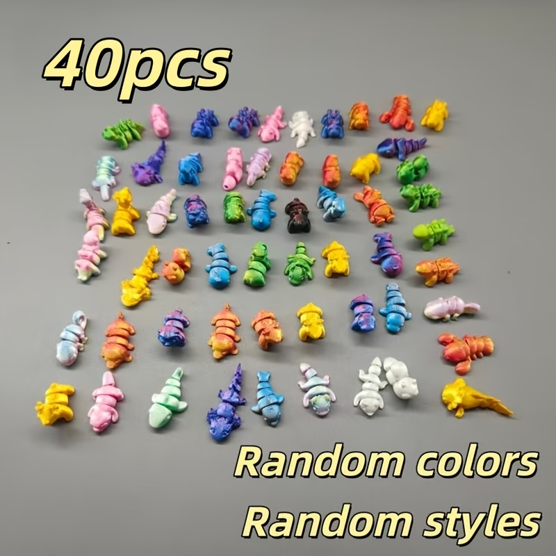 TEMU Random 40pcs Mini Animal Figurines - Fantasy Dinosaurs, Elephants, Giraffes, And Other Plastic Collectible Sculptures For