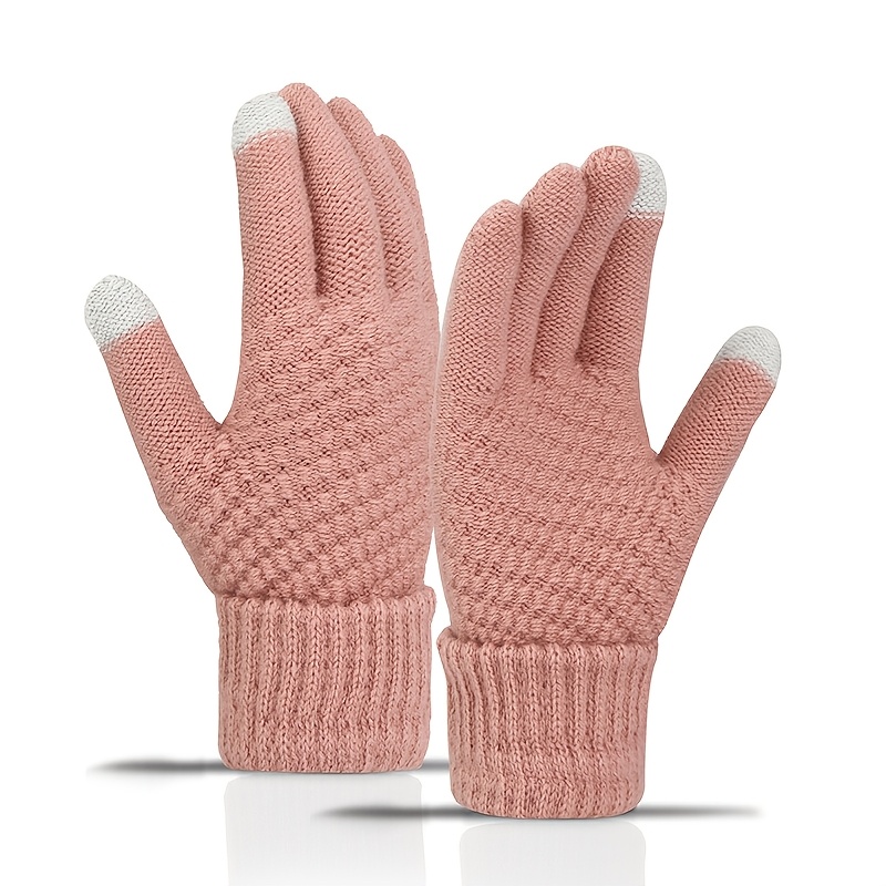 TEMU Guantes gruesos con forro polar para , ideales para deportes al y ciclismo, con tejido de punto que no daña el pantalla táctil para mayor en