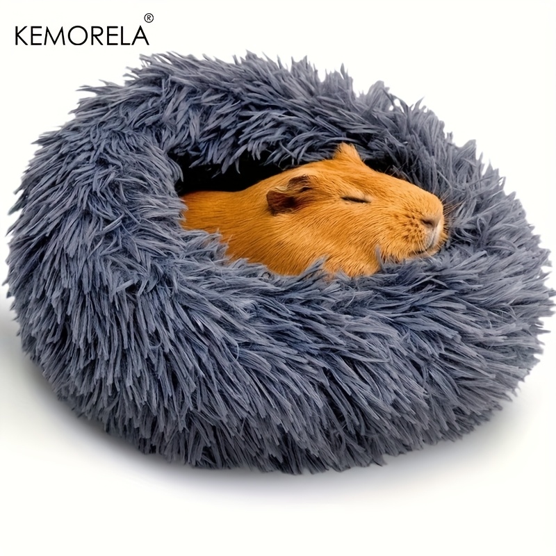 KEMORELA 1pc Ultra-Soft Plush Small Pet Nest - Cozy, Warm Hamster Sleeping Bed with Non-Slip Bottom & Insulated Padding, Perfect for Guinea & Small Animals, Round Light Blue Fluffy Design - Image 6