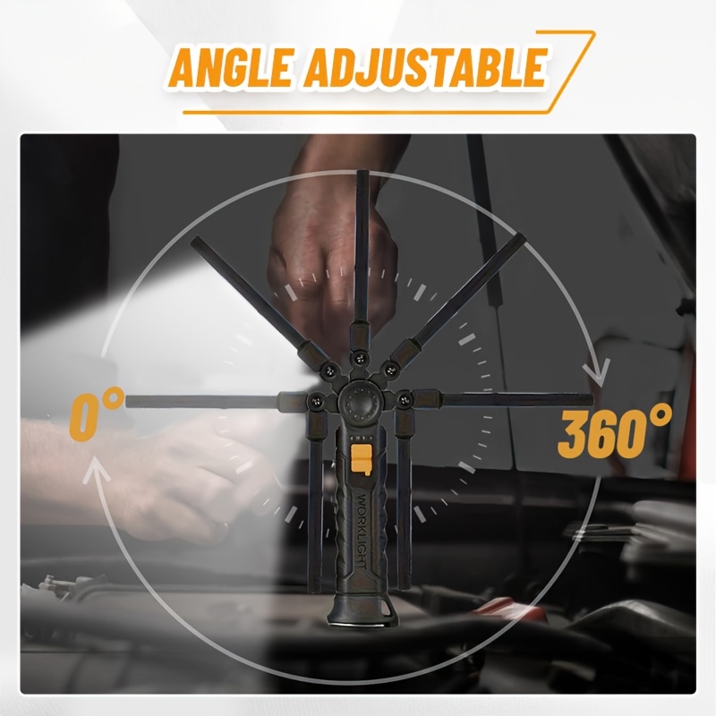 1 or 2pcs   powerful led flashlight usb c rechargeable with magnetic base hook 1 2pcs options portable folding torch for camping home workshop emergencies ideal for professionals everyday use emergency light foldable design textured grip handle workshop lighting handheld flashlight durable construction   light   Product details 6