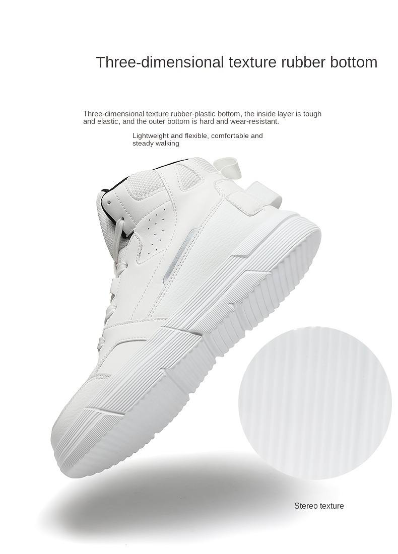 High-Top Casual Sneakers in Black & White - Breathable Fabric, Non-Slip EVA Sole, Lace-Up, Versatile for All Seasons, Sizes 5-14