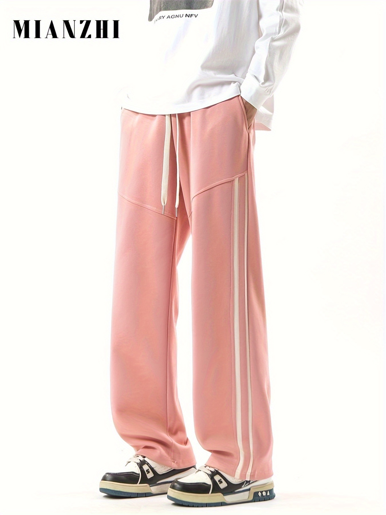     Striped Casual Pants for Men - Versatile Loose Fit Straight-Leg Trousers for Spring and Autumn