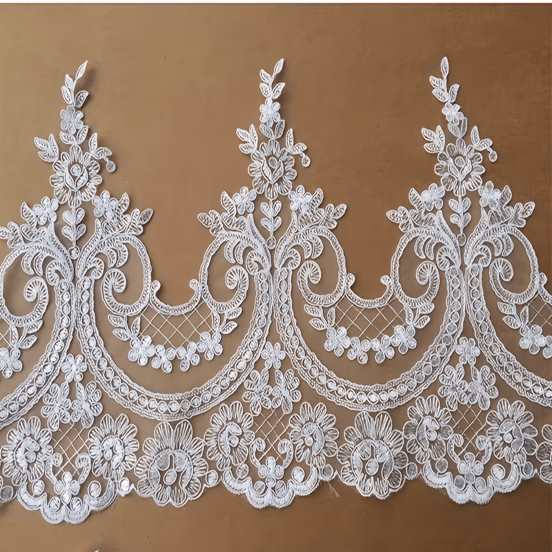 TEMU à volants, dentelle brodée, idéal pour robes de soirée, voiles de mariée, robes de mariée