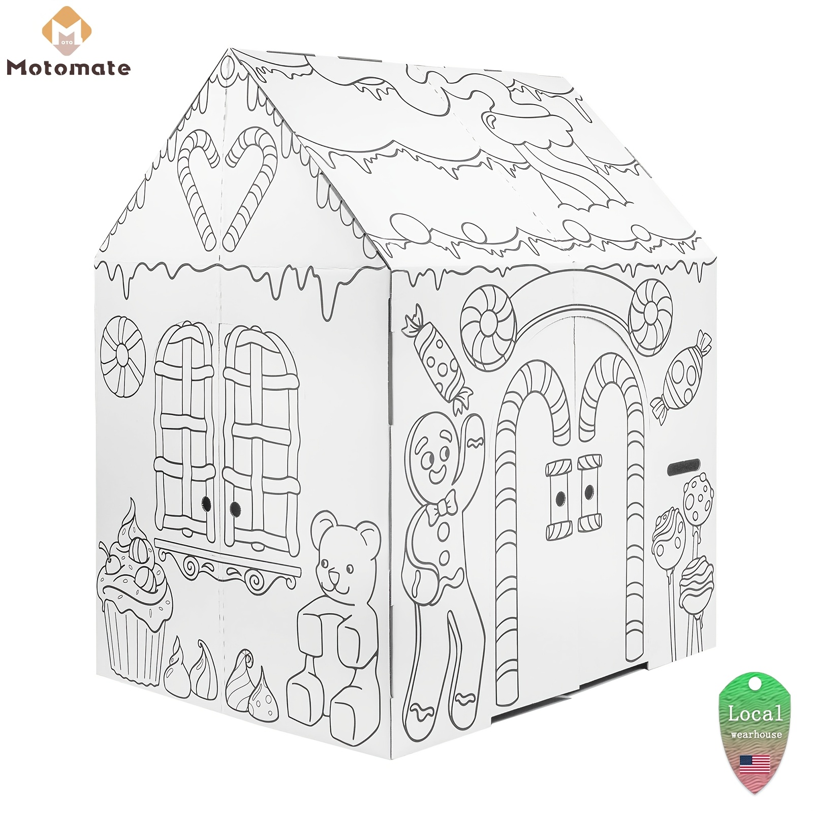 

Motomate 1pc Diy Kit - Material, Indoor & Craft Activity, Colorable Cardboard Fort, 32"x26.5"x40.5", & Winter Theme