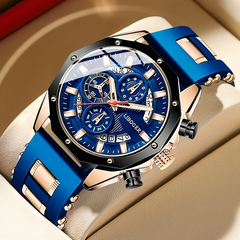 Reloj deportivo de cuarzo para hombre de negocios con estilo - Reloj de pulsera con fecha automática, esfera grande, cronometraje preciso y función resistente al agua - Perfecto para ocasiones formales e informales.