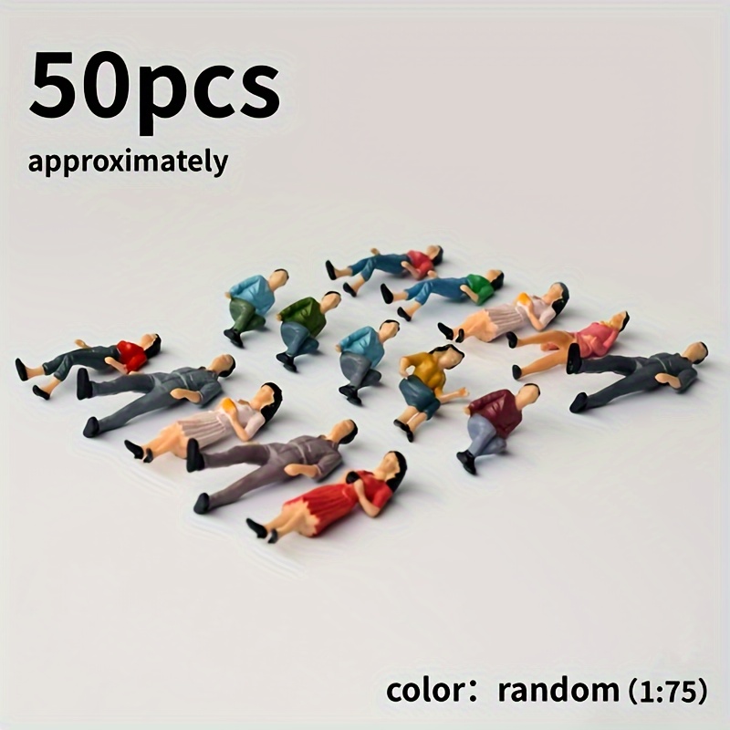 

50pcs Miniature Plastic Figures Set 1:75 Scale, Assorted Colors - Architectural Model Human Characters For Sand Table Landscape Decorations, Suitable For Ages 3 To 6 Years