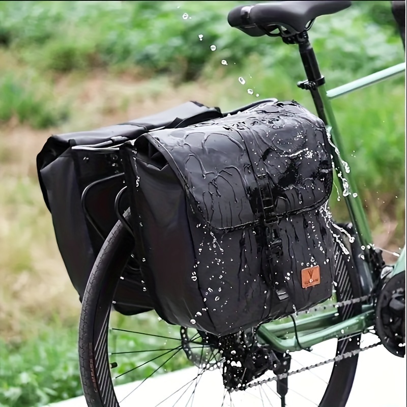 2pcs heavy duty pvc mountain bike saddlebags waterproof dustproof cycling panniers for commuting and long trips fits both sides of rear rack details 0