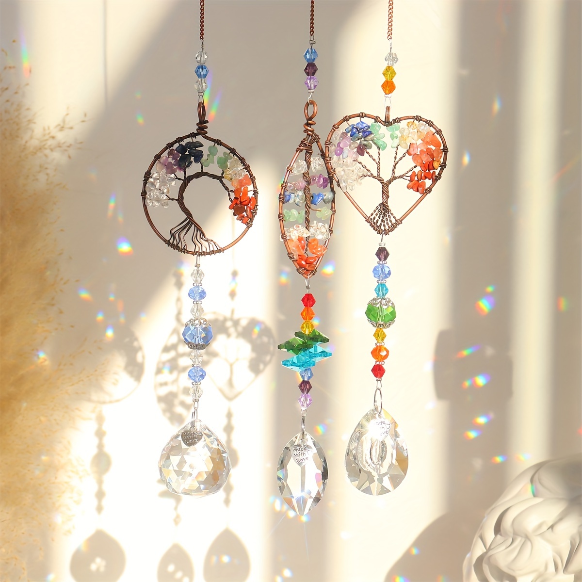 

Of Life Heart Pendant With Rainbow Prisms - Windows, Gardens, Parties, Cars, And