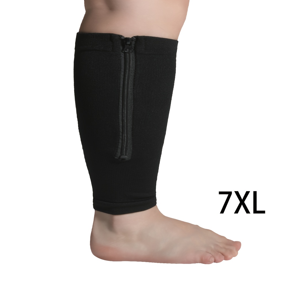 TEMU 1 Pair Unisex Sports Leg Sleeves For Men And Women, Fitness Compression Running Zippered Cycling Open-toe Leg Socks, Calf Compression Sleeves